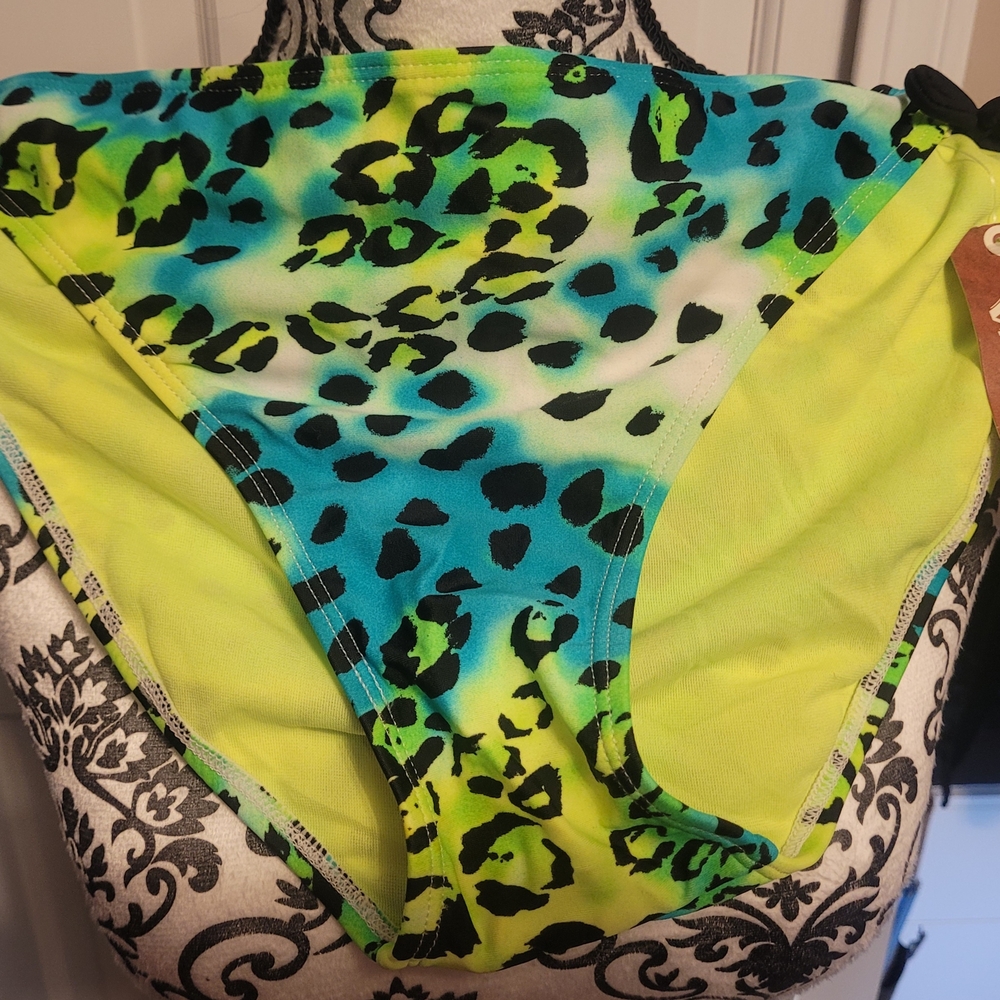 Arizona Jean Company Neon Leopard Print Swim Bottom